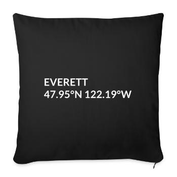 Everett Washington United States Coordinates - Sofa pillowcase 17,3'' x 17,3'' (45 x 45 cm) - black - Front