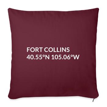 Coordonnées de Fort Collins, Colorado, États-Unis - Housse de coussin décorative 45 x 45 cm - bordeaux - Devant
