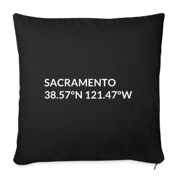Sacramento California USA Coordinates - Sofa pillowcase 17,3'' x 17,3'' (45 x 45 cm) - black - Front