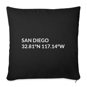San Diego California USA Coordinates - Sofa pillowcase 17,3'' x 17,3'' (45 x 45 cm) - black - Front