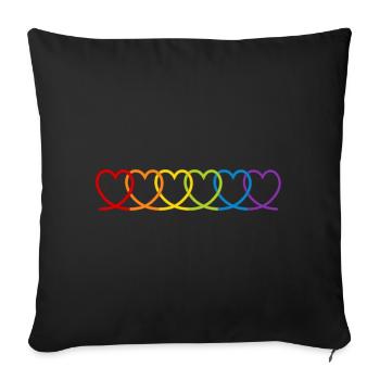 Rainbow Hearts - Sofa pillowcase 17,3'' x 17,3'' (45 x 45 cm) - black - Front