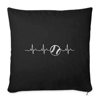 Cadeau de battement de cœur de baseball minimaliste - Housse de coussin décorative 45 x 45 cm - noir - Devant