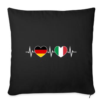 German-Italian Germany Italy Hearts ECG - Sofa pillowcase 17,3'' x 17,3'' (45 x 45 cm) - black - Front