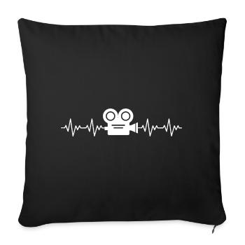 Caméra vidéo Vidéaste ECG Battement de cœur - Housse de coussin décorative 45 x 45 cm - noir - Devant