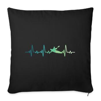 canoéiste kayak battement de coeur canoë - Housse de coussin décorative 45 x 45 cm - noir - Devant