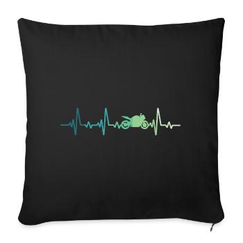 motorcycle biker heartbeat motorcycle - Sofa pillowcase 17,3'' x 17,3'' (45 x 45 cm) - black - Front