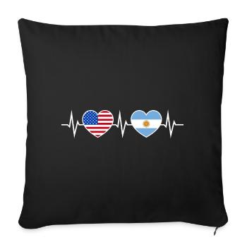 Argentina USA Heartbeat Love Friendship - Sofa pillowcase 17,3'' x 17,3'' (45 x 45 cm) - black - Front