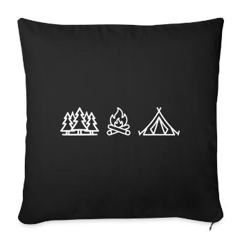 Tanne Feuer Zelt Outdoor - Sofakissenbezug 45 x 45 cm - Schwarz - Vorne