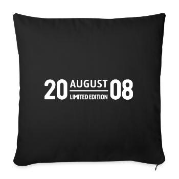 Édition limitée cadeau d’anniversaire d’août 2008 - Housse de coussin décorative 45 x 45 cm - noir - Devant