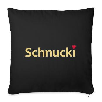 Schnucki mit Herz als i-Punkt - Sofakissenbezug 45 x 45 cm - Schwarz - Vorne