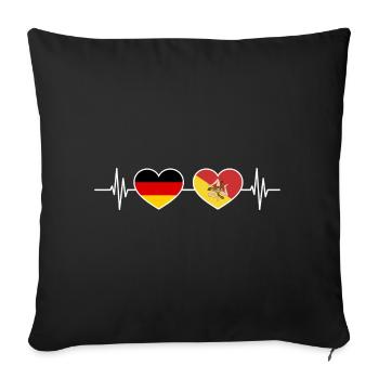Heartbeat Allemagne Sicile - Housse de coussin décorative 45 x 45 cm - noir - Devant
