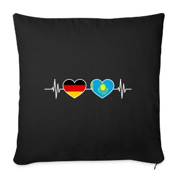Herzschlag Deutschland Kasachstan - Sofakissenbezug 45 x 45 cm - Schwarz - Vorne