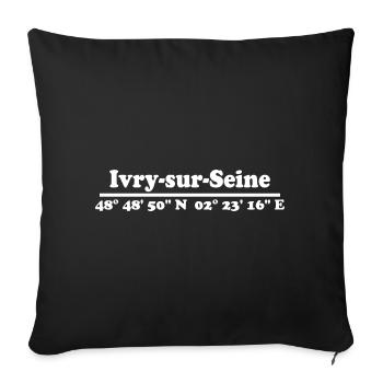 Ivry-sur-Seine Koordinaten - Sofakissenbezug 45 x 45 cm - Schwarz - Vorne
