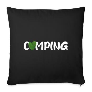 Camping Heart Lawn Grass Meadow Quote Motorhome Fan - Sofa pillowcase 17,3'' x 17,3'' (45 x 45 cm) - black - Front