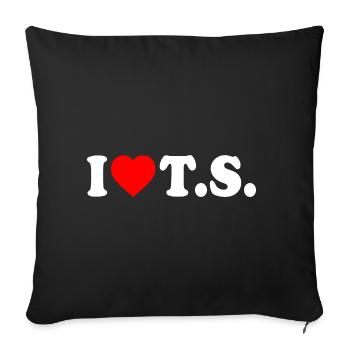 I love ts - Housse de coussin décorative 45 x 45 cm - noir - Devant