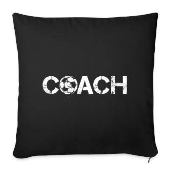 Soccer Coach Ball Symbol Logo Team European Championship - Sofa pillowcase 17,3'' x 17,3'' (45 x 45 cm) - black - Front