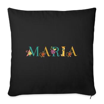 MARIA Name Art With Flowers Embroidered - Sofa pillowcase 17,3'' x 17,3'' (45 x 45 cm) - black - Front