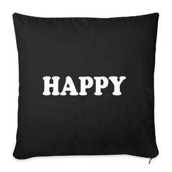 Happy - Sofakissenbezug 45 x 45 cm - Schwarz - Vorne