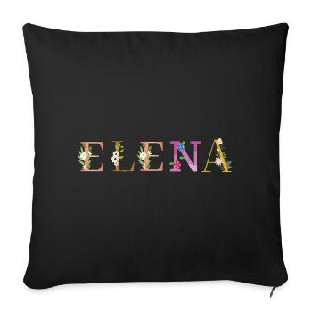 ELENA name decorated with flowers - Sofa pillowcase 17,3'' x 17,3'' (45 x 45 cm) - black - Front