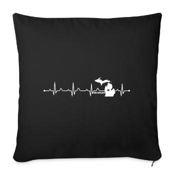 Michigan State Heartbeat EKG USA Pride Mitten Art - Housse de coussin décorative 45 x 45 cm - noir - Devant