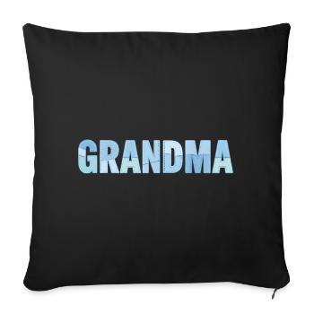 Grandma's Seams – Blue Embroidered Patchwork - Sofa pillowcase 17,3'' x 17,3'' (45 x 45 cm) - black - Front
