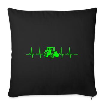 ECG HEARTBEAT HEARTBEAT TRACTEUR AGRICULTEUR AGRICULTEUR - Housse de coussin décorative 45 x 45 cm - noir - Devant