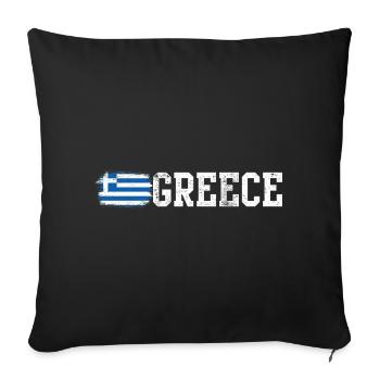 Typographie de l’art au pinceau du drapeau grec - Housse de coussin décorative 45 x 45 cm - noir - Devant
