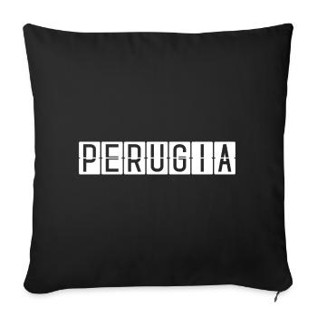 Panneau de l’aéroport de Pérouse - Housse de coussin décorative 45 x 45 cm - noir - Devant