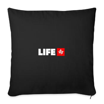 La vie avec des kanji japonais en blanc avec rouge - Housse de coussin décorative 45 x 45 cm - noir - Devant
