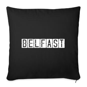 Panneau de l’aéroport de Belfast - Housse de coussin décorative 45 x 45 cm - noir - Devant