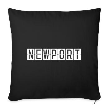 Panneau de l’aéroport de Newport - Housse de coussin décorative 45 x 45 cm - noir - Devant