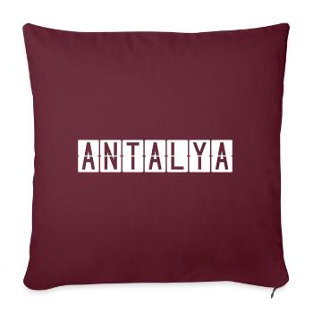 Panneau de l’aéroport d’Antalya - Housse de coussin décorative 45 x 45 cm - bordeaux - Devant