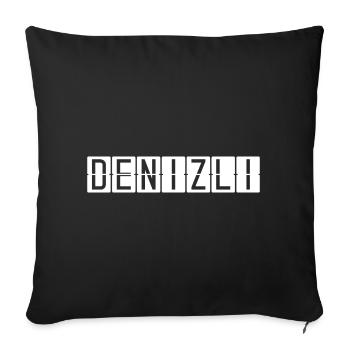 Denizli Airport Sign - Sofa pillowcase 17,3'' x 17,3'' (45 x 45 cm) - black - Front
