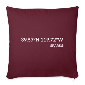 Sparks, Nevada, USA Coordinates - Sofa pillowcase 17,3'' x 17,3'' (45 x 45 cm) - burgundy - Front