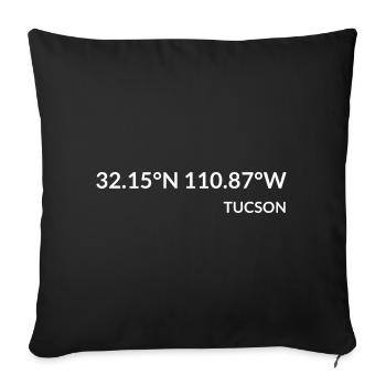 Tucson, Arizona, États-Unis Coordonnées - Housse de coussin décorative 45 x 45 cm - noir - Devant