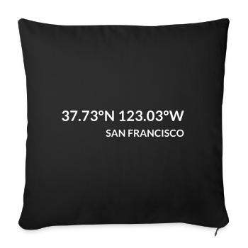 San Francisco, California, United States Coordinates - Sofa pillowcase 17,3'' x 17,3'' (45 x 45 cm) - black - Front