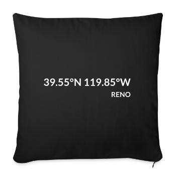 Reno, Nevada, USA Coordinates - Sofa pillowcase 17,3'' x 17,3'' (45 x 45 cm) - black - Front