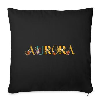 AURORA Name Art With Flowers Embroidered - Sofa pillowcase 17,3'' x 17,3'' (45 x 45 cm) - black - Front