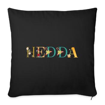 HEDDA name decorated with flowers - Sofa pillowcase 17,3'' x 17,3'' (45 x 45 cm) - black - Front