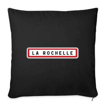 Panneau d'entrée de ville de La Rochelle, Charente - Housse de coussin décorative 45 x 45 cm - noir - Devant