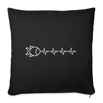 Fisherman Angel Angler Gift ECG Heartbeat - Sofa pillowcase 17,3'' x 17,3'' (45 x 45 cm) - black - Front