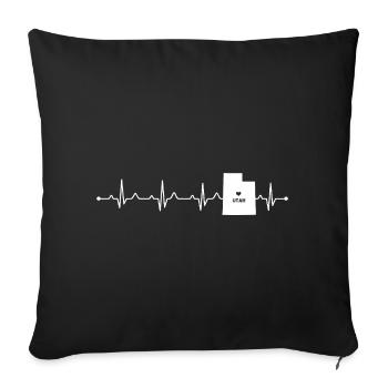 Voyage Minimaliste Utah Souvenir de Cœur Heartbeat - Housse de coussin décorative 45 x 45 cm - noir - Devant