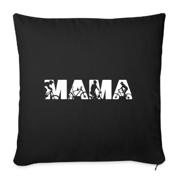 Mountainbike-Mama-MTB-Radfahrer-Silhouette - Sofakissenbezug 45 x 45 cm - Schwarz - Vorne