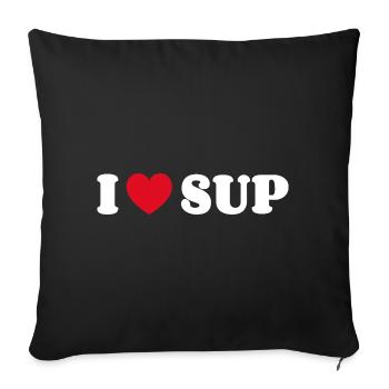 J’adore le paddle debout SUP, le paddle debout - Housse de coussin décorative 45 x 45 cm - noir - Devant