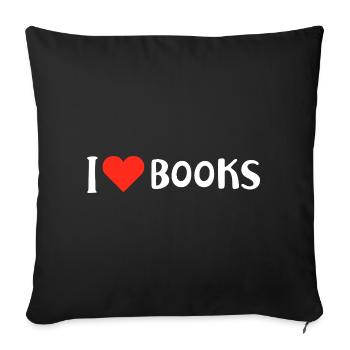 Logo du cœur d’I Love Books - Housse de coussin décorative 45 x 45 cm - noir - Devant