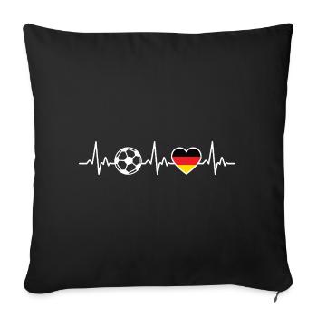 Deutschland Fußball Herzschlag Deutschland - Sofakissenbezug 45 x 45 cm - Schwarz - Vorne