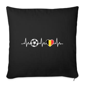 Belgium Football Heartbeat Belgian Flag - Sofa pillowcase 17,3'' x 17,3'' (45 x 45 cm) - black - Front