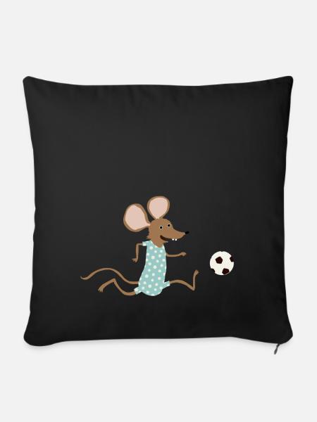 Maus spielt Fussball - Sofakissenbezug 45 x 45 cm - Schwarz