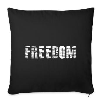 FREEDOM print (white - texture) - Sofa pillowcase 17,3'' x 17,3'' (45 x 45 cm) - black - Front