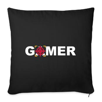 Gamer online PC gaming console% zocker #zocken - Sofa pillowcase 17,3'' x 17,3'' (45 x 45 cm) - black - Front